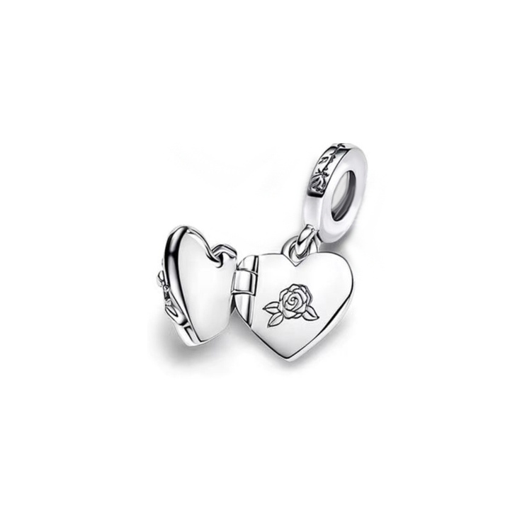Jack and Sally Heart Dangle Charm featuring a heart design with a rose, symbolizing true love from Disney.