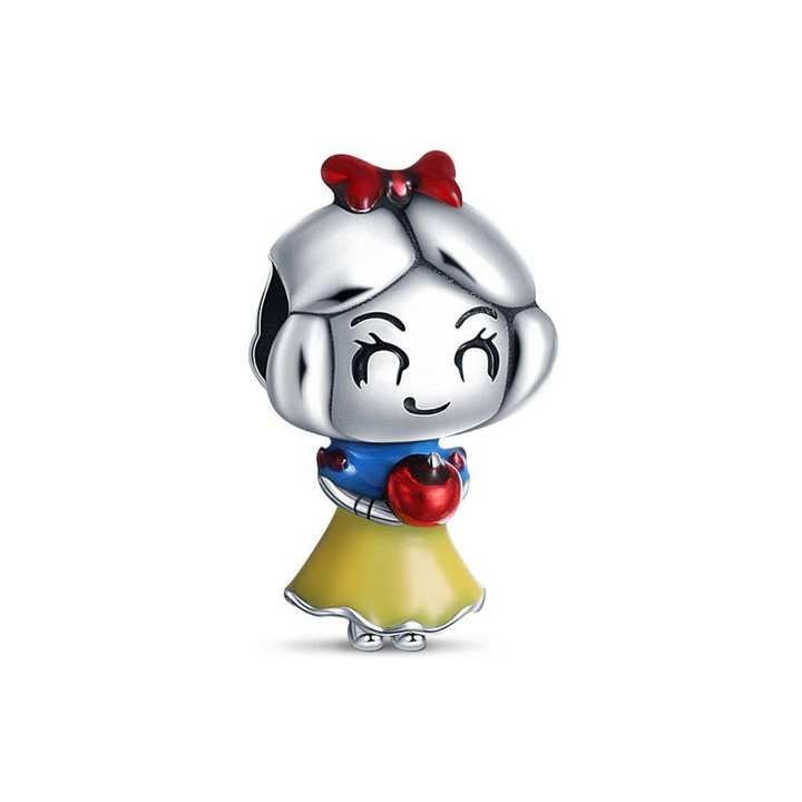 Disney Snow White Charm featuring Snow White holding a red apple, showcasing her signature dress and bow.