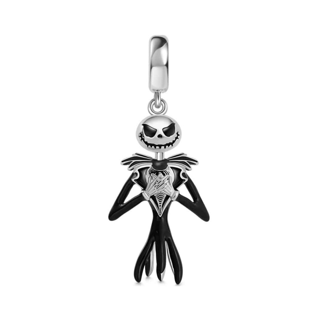 Jack Skellington Dangle Charm featuring the Pumpkin King's iconic skeleton design in black and silver.