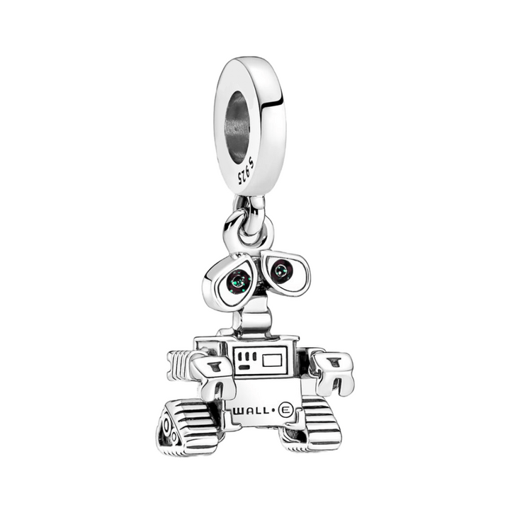 Disney Wall-E Dangle Charm in sterling silver, featuring Wall-E's expressive eyes and detailed design.