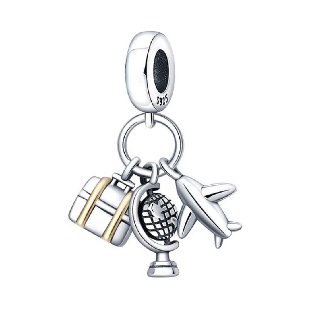 Pandora 799435C01 Airplane Globe Suitcase Dangle Charm