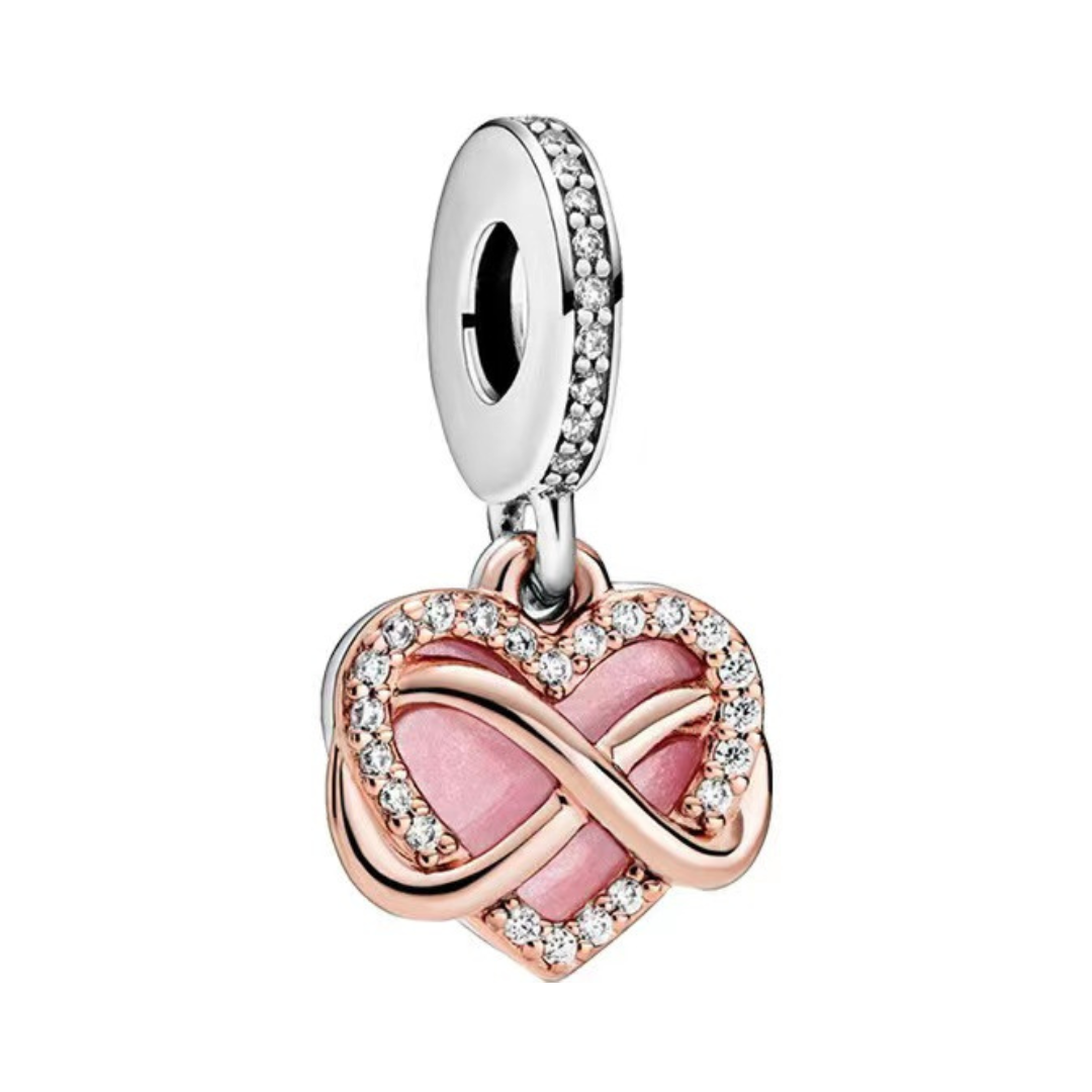 Family Infinity Heart Double Dangle Charm - Pretty Little Charms