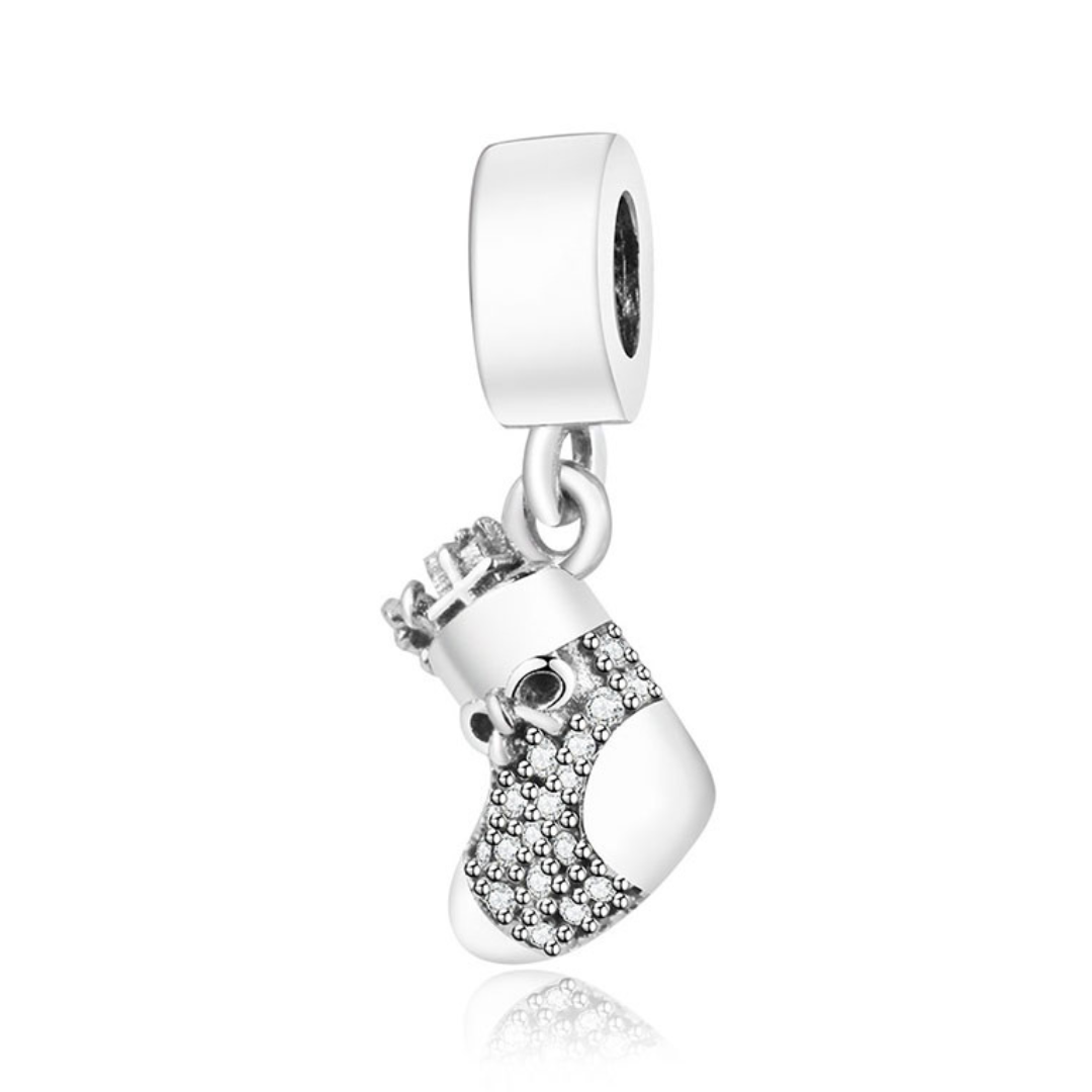 Silver Christmas Stocking Dangle Charm - Pretty Little Charms