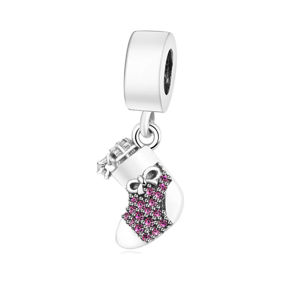 Pink Christmas Stocking Dangle Charm - Pretty Little Charms
