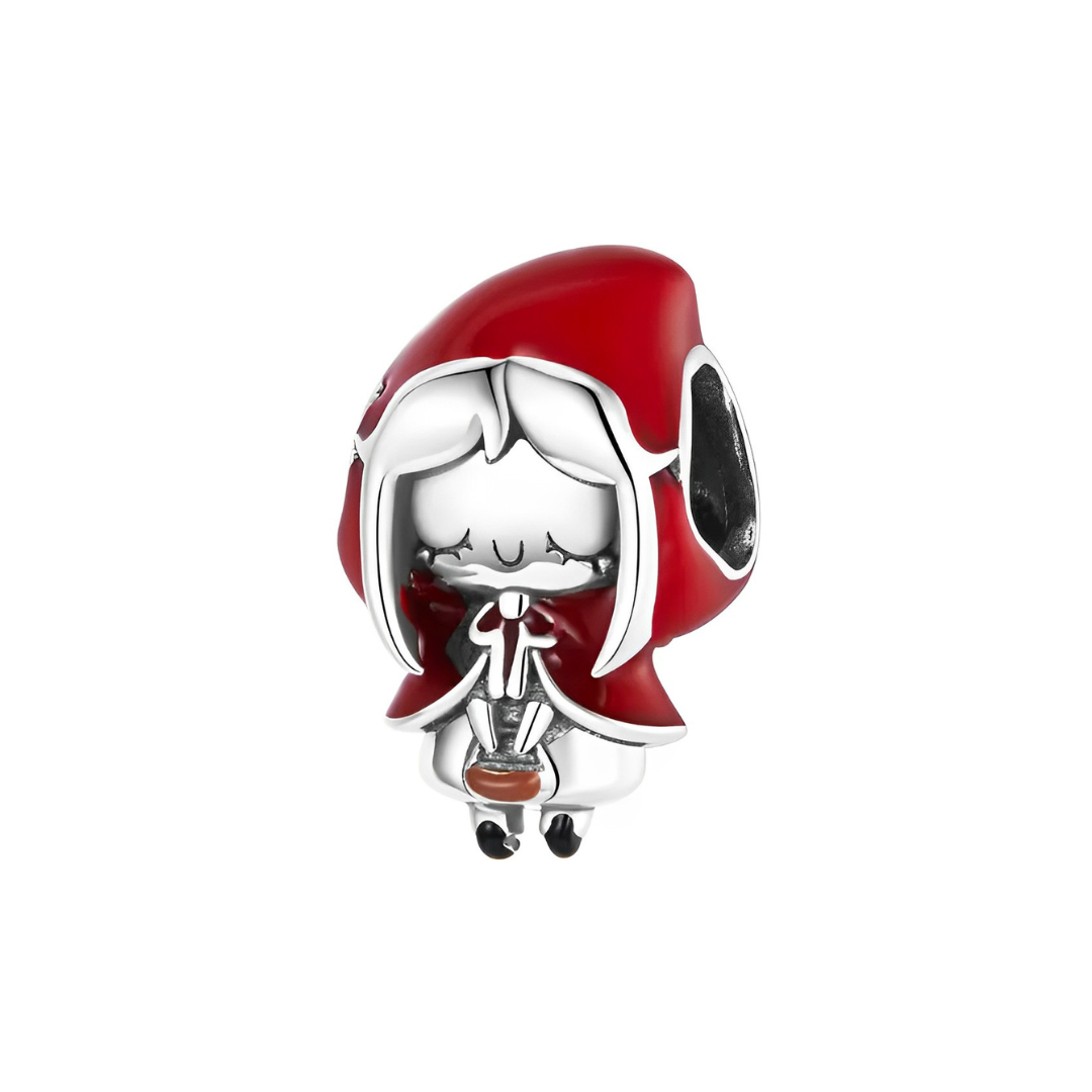 Disney Little Red Riding Hood Charm with red enamel cloak and tiny basket detail, perfect for jewelry collectors.