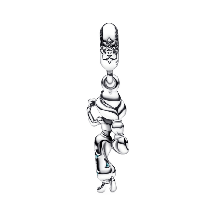 Princess Jasmine Dangle Charm in sterling silver with turquoise outfit and sparkling details.