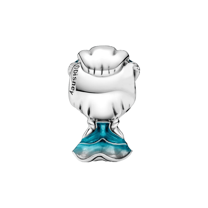 Disney Cinderella princess charm in sterling silver with blue enamel detailing, representing fairytale elegance.