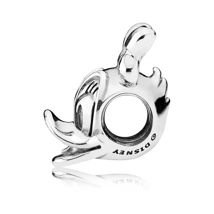 Daisy Duck portrait charm featuring elegant sterling silver design with enamel accents.