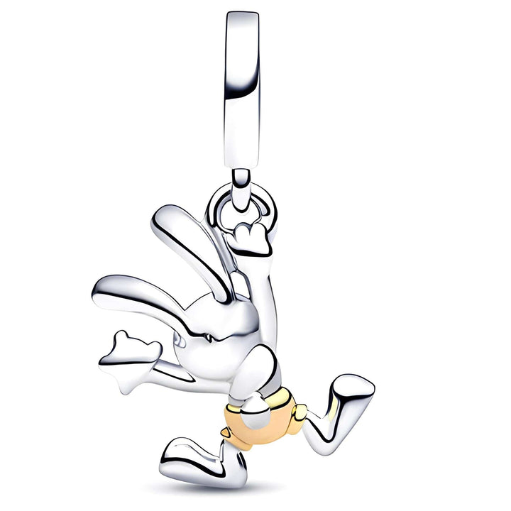Oswald the Lucky Rabbit Dangle Charm featuring playful design with long ears and golden enamel shorts.