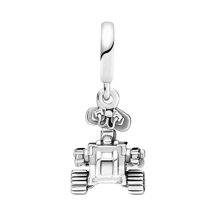 Sterling silver Disney Wall-E Dangle Charm featuring expressive eyes and detailed tread tracks.