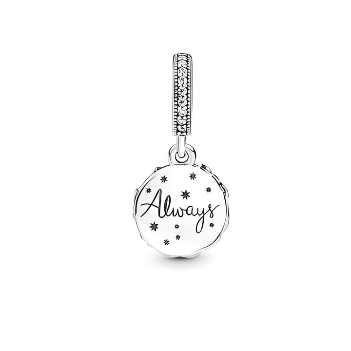 Harry Potter Snape Doe Patronus Dangle Charm with the word 'Always' and star motifs on a silver charm.
