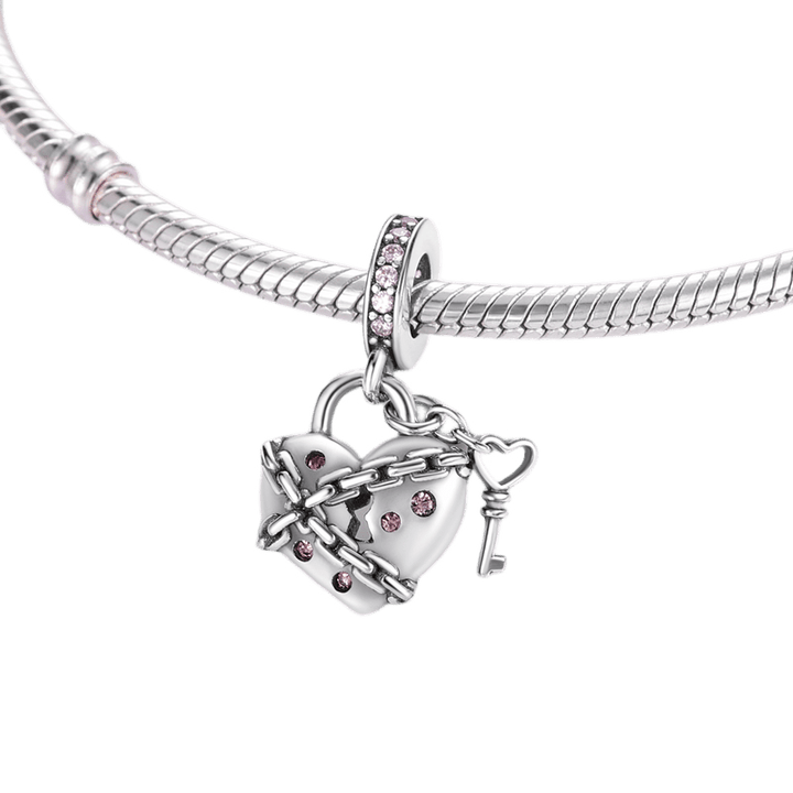 Locked Heart Dangle Charm (DISCONTINUED) - Pretty Little Charms