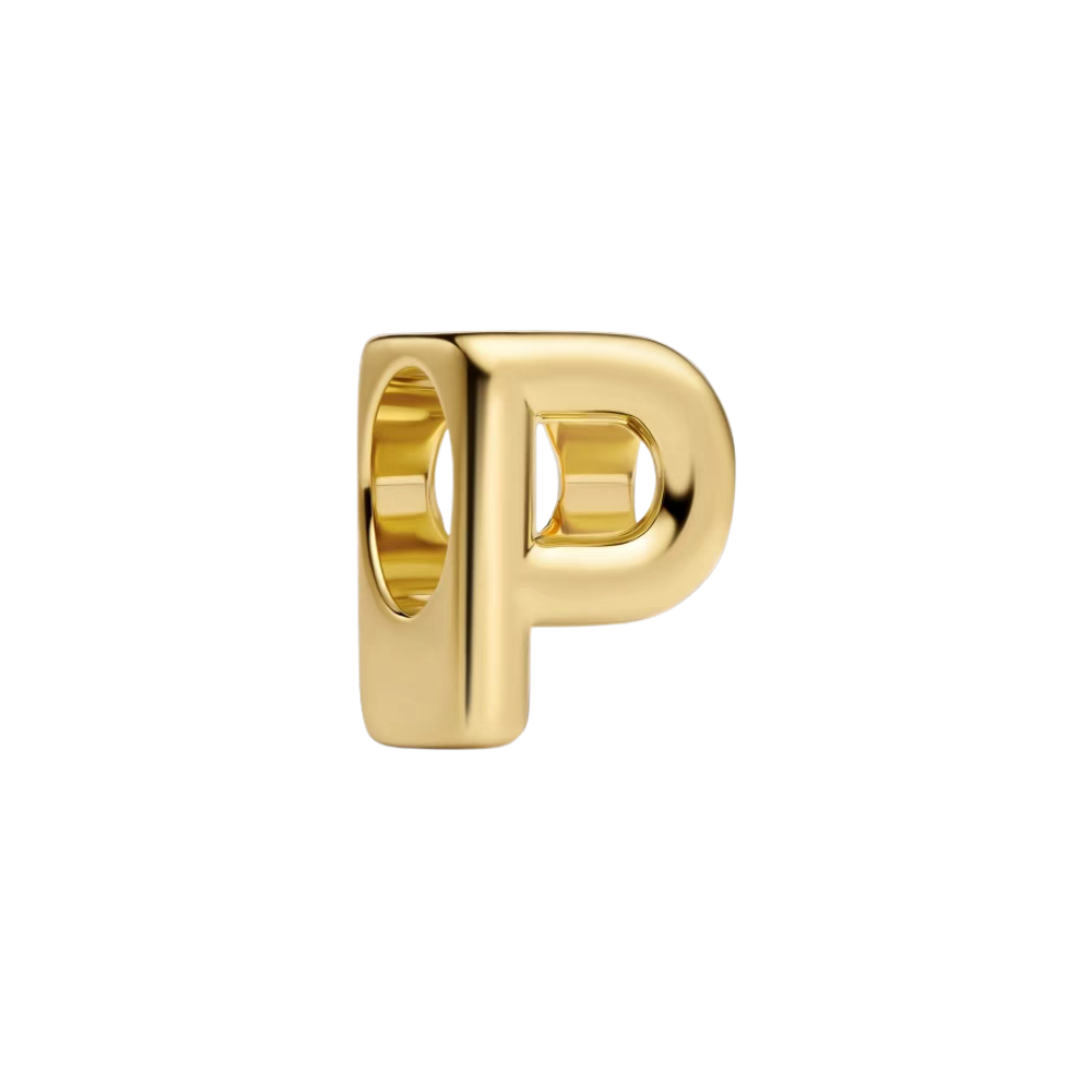 Gold Alphabet Charms A–Z: Gold letter P charm for personalised jewellery, perfect gift for loved ones.