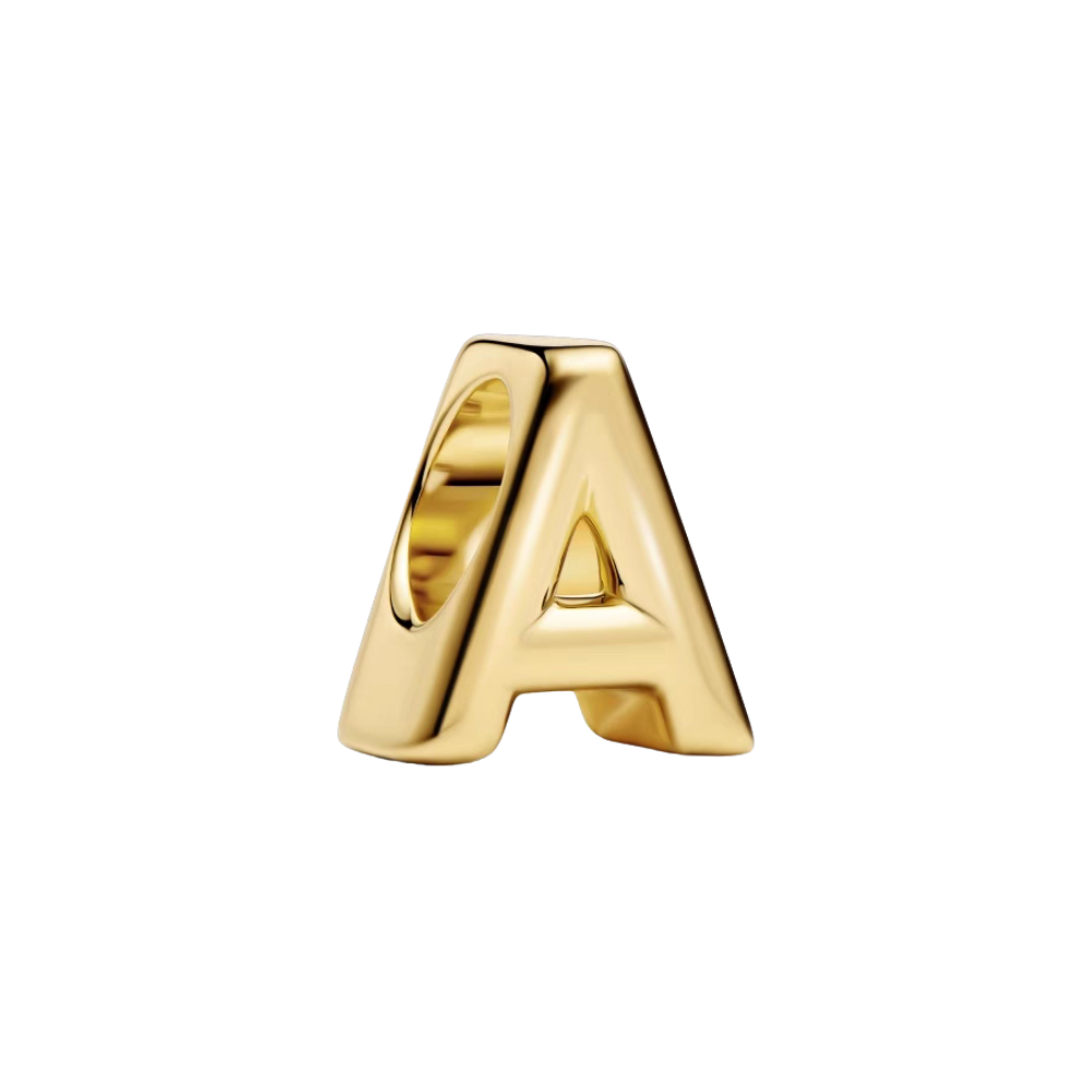 Gold Alphabet Charms A–Z letter A charm in shiny gold, perfect for personalized jewelry and meaningful gifts.
