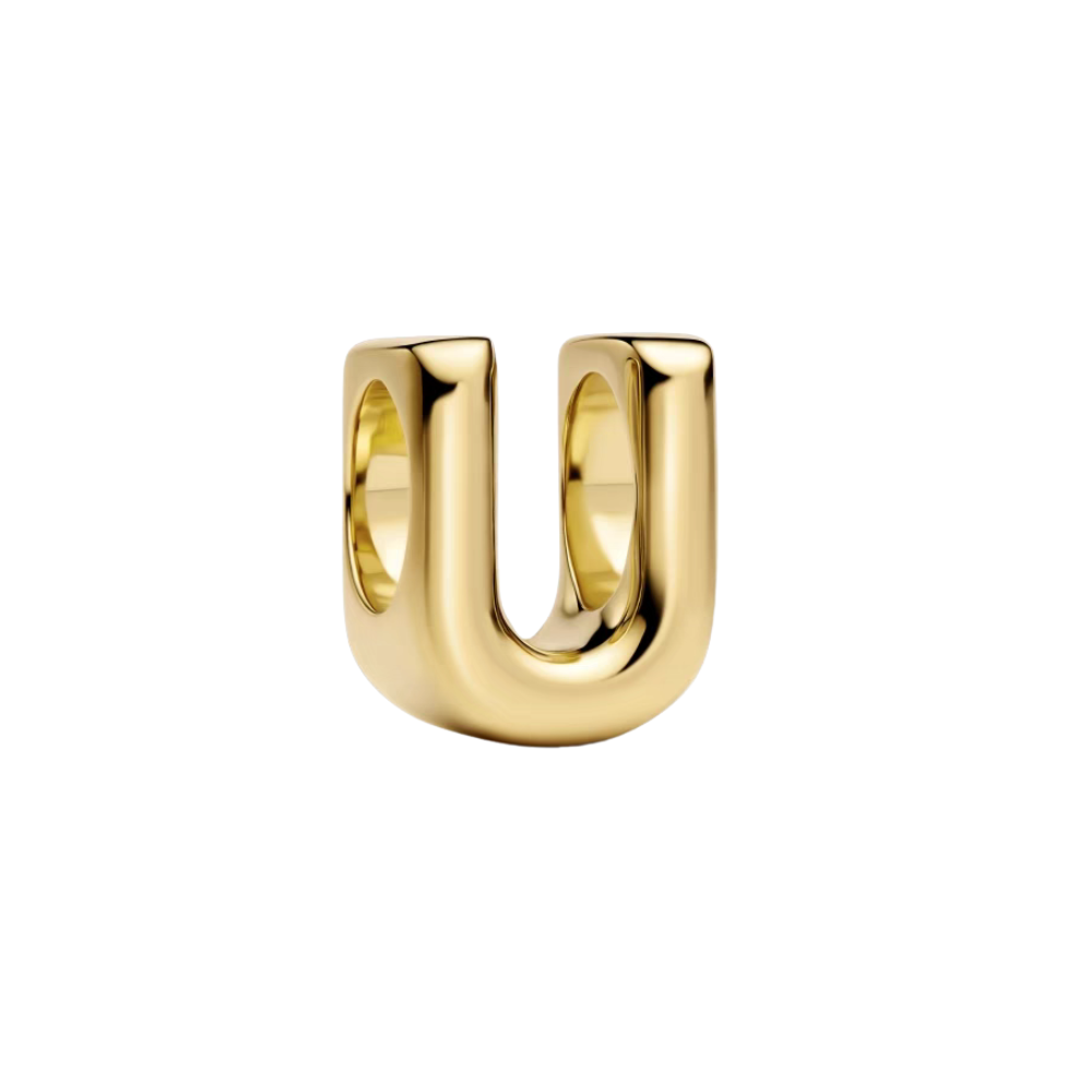Gold Alphabet Charms A–Z, Golden letter U charm, personalized jewelry, meaningful gift for loved ones.
