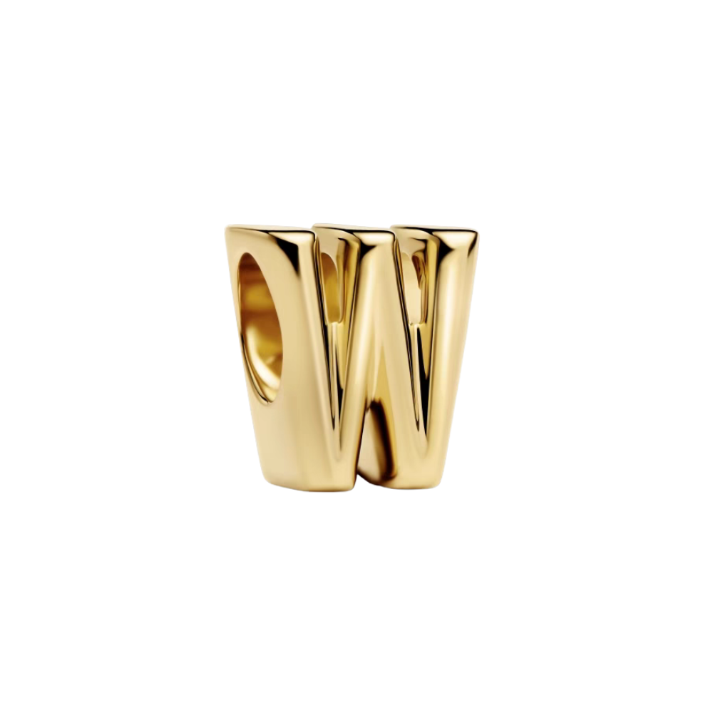 Gold Alphabet Charms A–Z, gold letter W charm for personalized jewelry, perfect gift for loved ones.