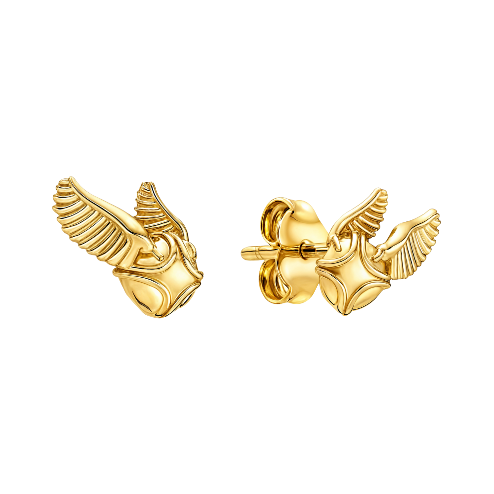 Harry Potter Golden Snitch Earrings designed for fans of the Wizarding World with elegant golden details.