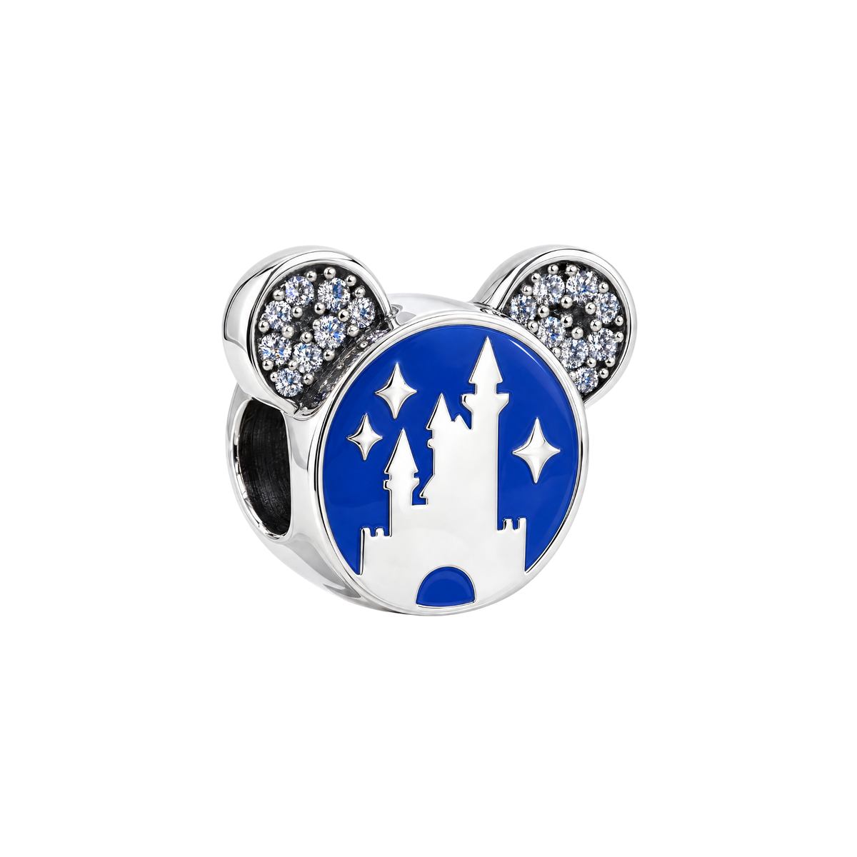 Disney Mickey Where Dreams Come Home Charm with blue enamel castle and crystal ears.