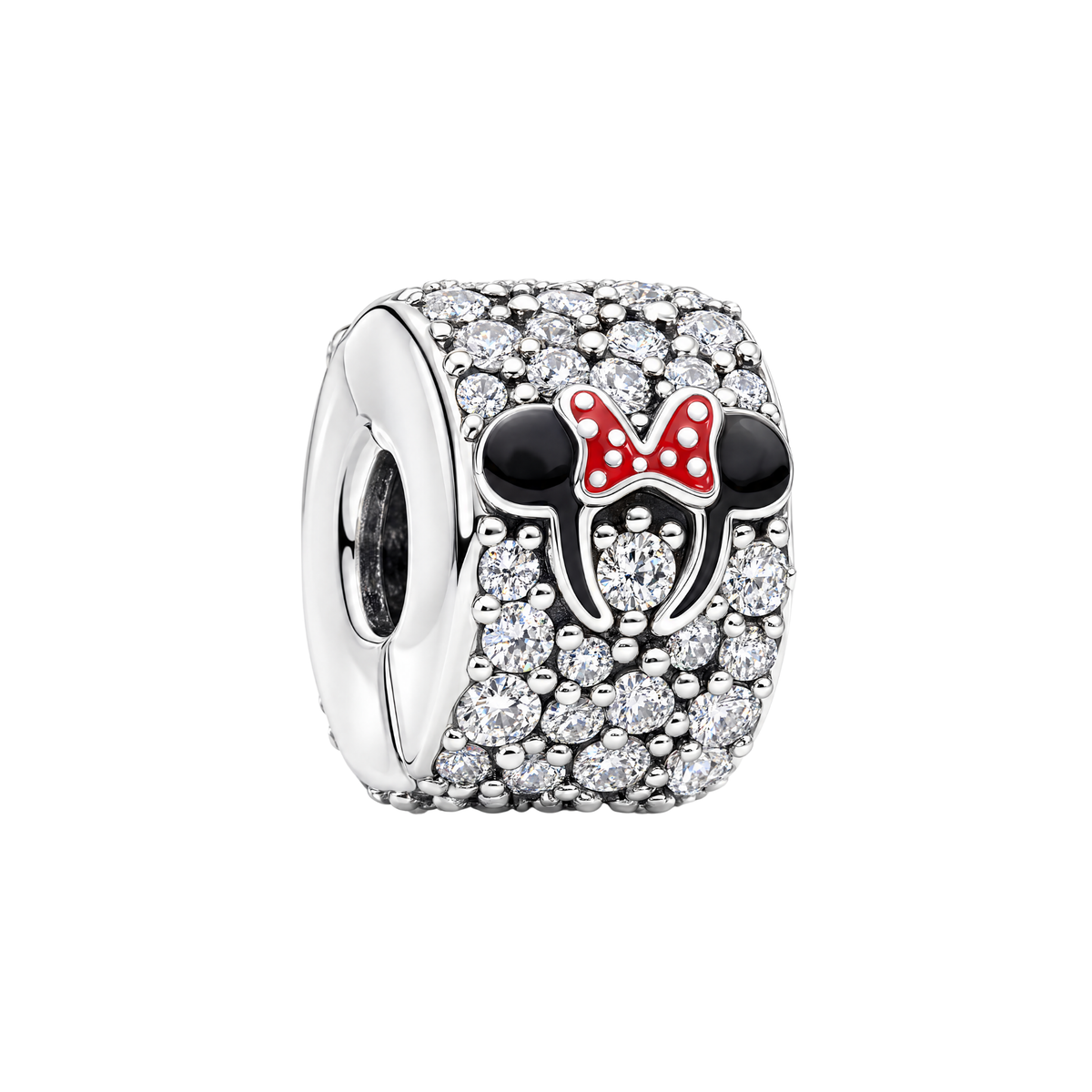 Disney Minnie & Mickey Sparkling Clip Charm with pavé crystals and Minnie's iconic red polka dot bow.