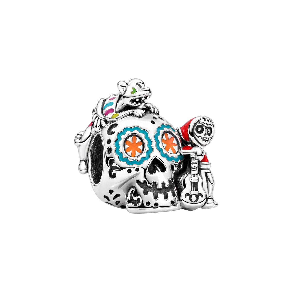 Disney Coco Sugar Skull and Miguel Charm featuring Miguel with his guitar and colorful enamel details.