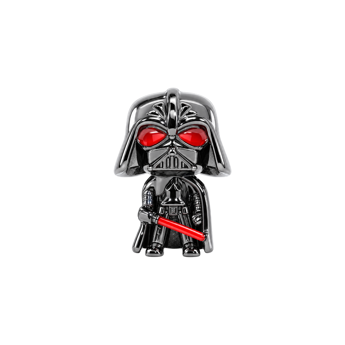 Metallic Star Wars Darth Vader Charm with red glowing eyes and a red lightsaber, designed for a collectible charm bracelet.
