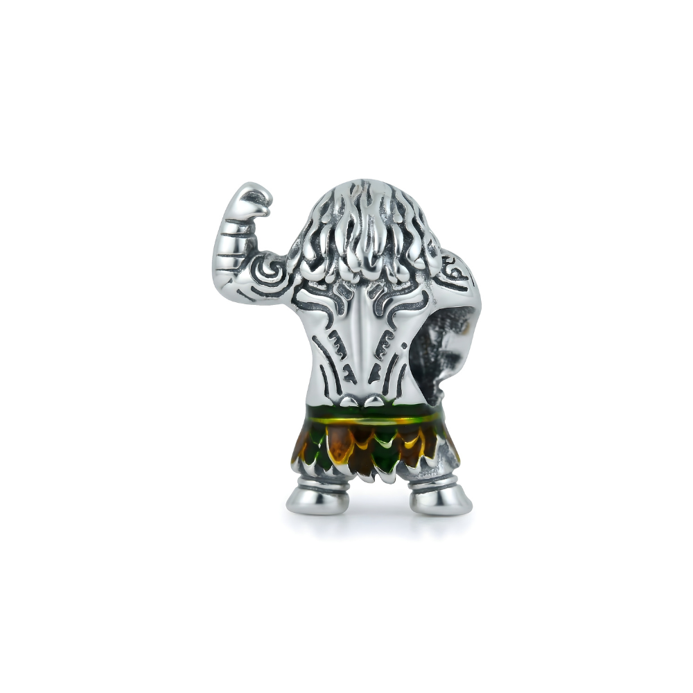Disney Moana Maui Charm; a detailed silver charm depicting Maui&