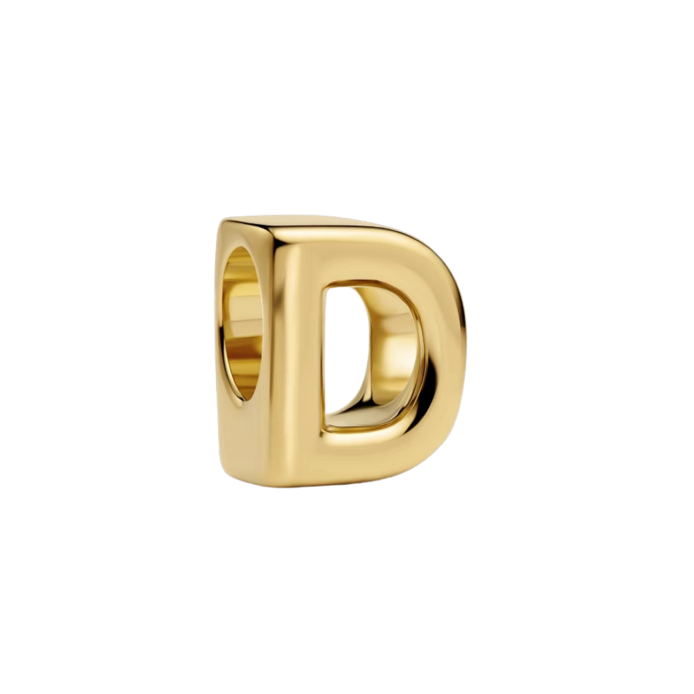Gold Alphabet Charms A–Z, gold letter charm 'D' for personalized jewelry, meaningful gift for loved ones.