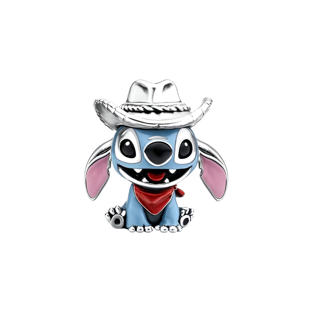 Disney Lilo & Stitch Cowboy Stitch Charm featuring Stitch in a cowboy hat and red bandana, full of personality.