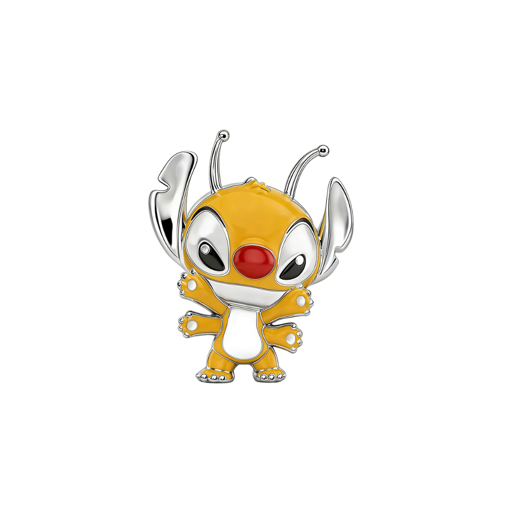 Disney Lilo and Stitch Reuben Charm featuring a detailed yellow enamel Reuben character with red nose and silver antennae