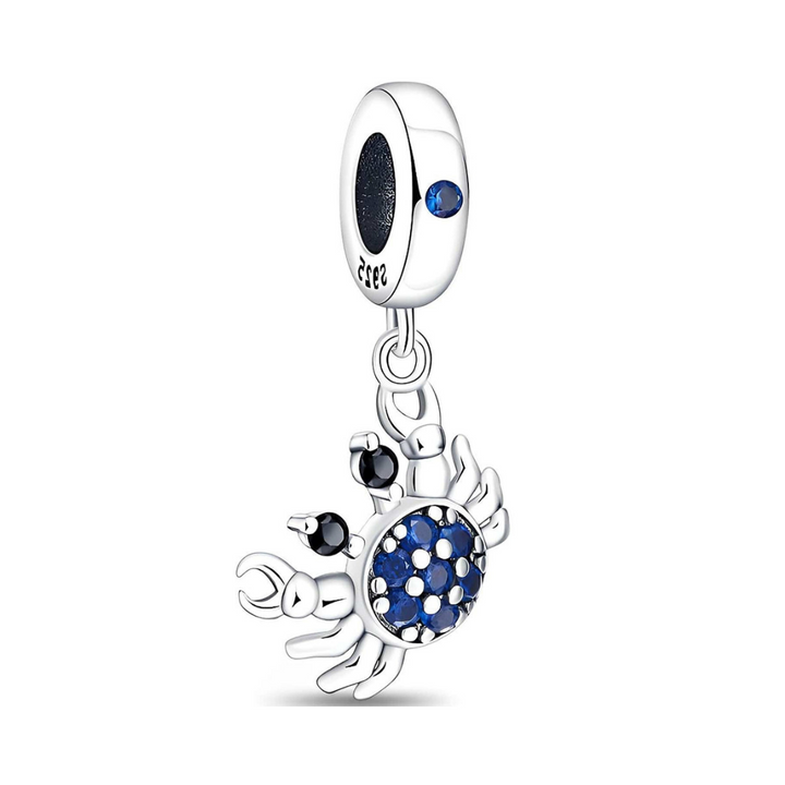 Blue Cubic Zirconia Crab Dangle Charm - Pretty Little Charms