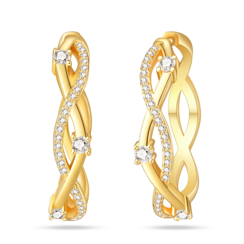 Gold Infinity Crystal Hoop Earrings featuring sparkling crystals and elegant design for a modern touch.