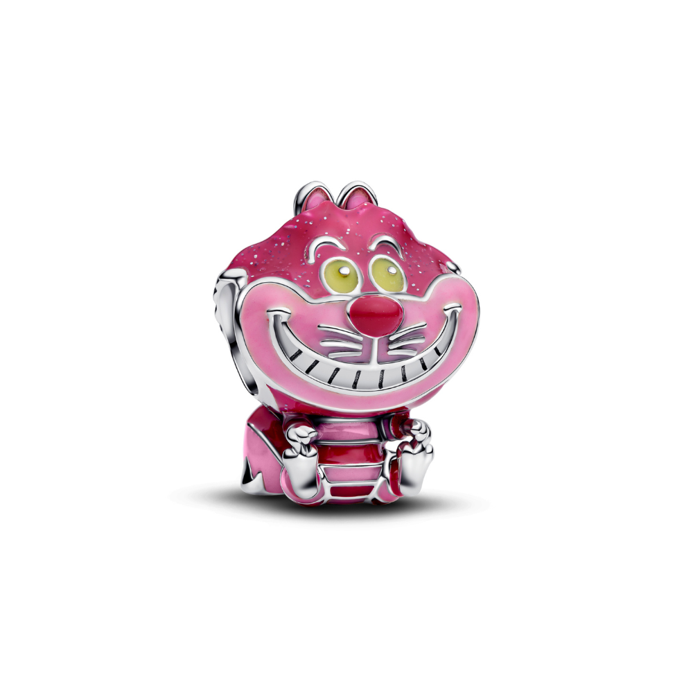 Disney Alice in Wonderland Whimsical Cheshire Cat Charm featuring colorful smile and playful design.