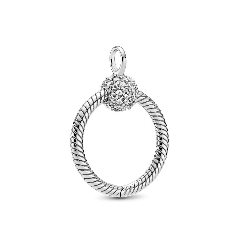 Classic Sparkle Charm Holder Pendant ( Discontinued ) crafted from sterling silver with a twisted rope design and pavé-set clasp.