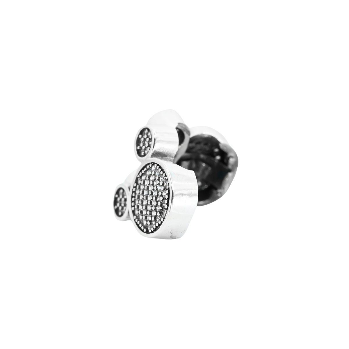 Disney Mickey Mouse Sparkling Silhouette Clip Charm with pavé crystals on a silver charm.