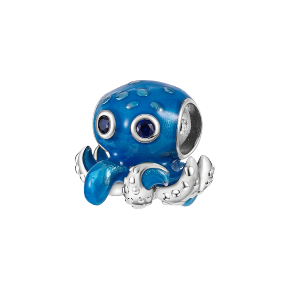 Playful Blue Octopus Charm