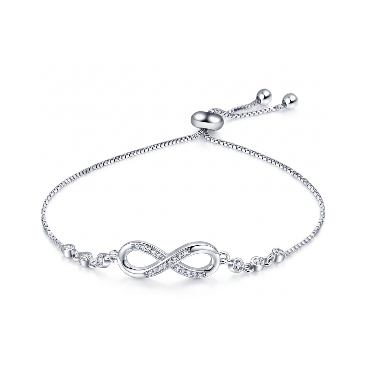 Sparkling Infinity Adjustable Fashion Bracelet with delicate infinity symbol and crystal accents.