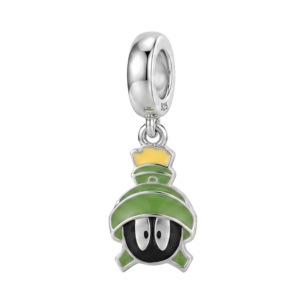 Marvin the Martian Dangle Charm, playful silver charm with bright colors, perfect for cartoon fans and quirky jewelry lovers.
