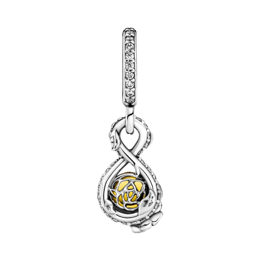 Beauty & The Beast- Belle Infinity & Rose Flower Dangle Charm