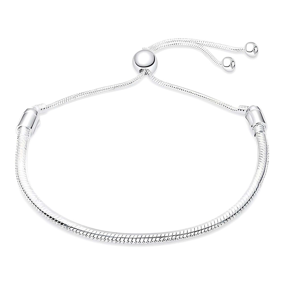 Adjustable Snake Chain Charm Bracelet with smooth sliding ball clasp for perfect fit
