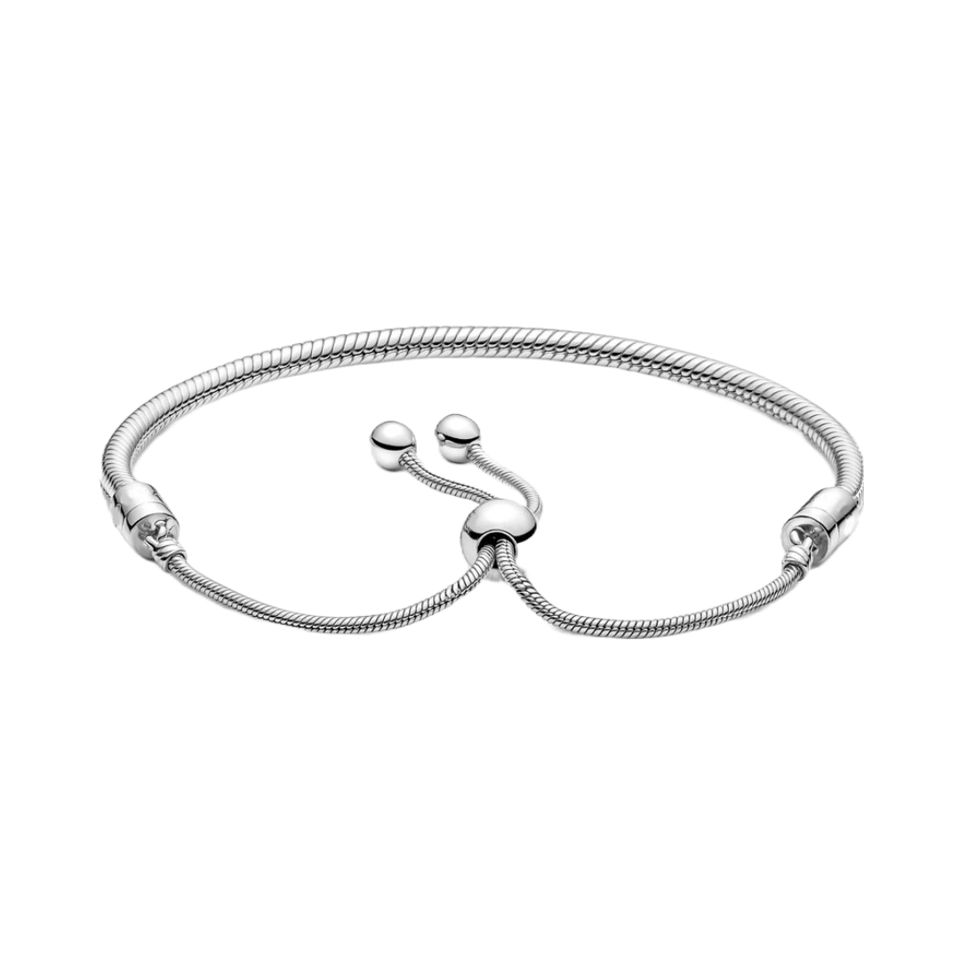 Adjustable Snake Chain Charm Bracelet featuring a polished design with a smooth sliding ball clasp.