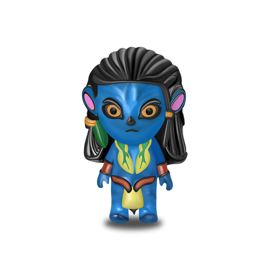 Avatar Neytiri Na'vi Warrior Charm in detailed chibi form, showcasing iconic features and vibrant colors.