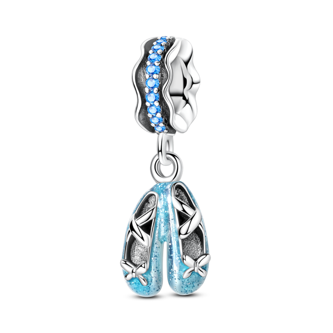 Blue Ballet Shoes Dangle Charm ( Discontinued ) - elegant charm for ballet lovers, perfect for gifts celebrating dance milestones