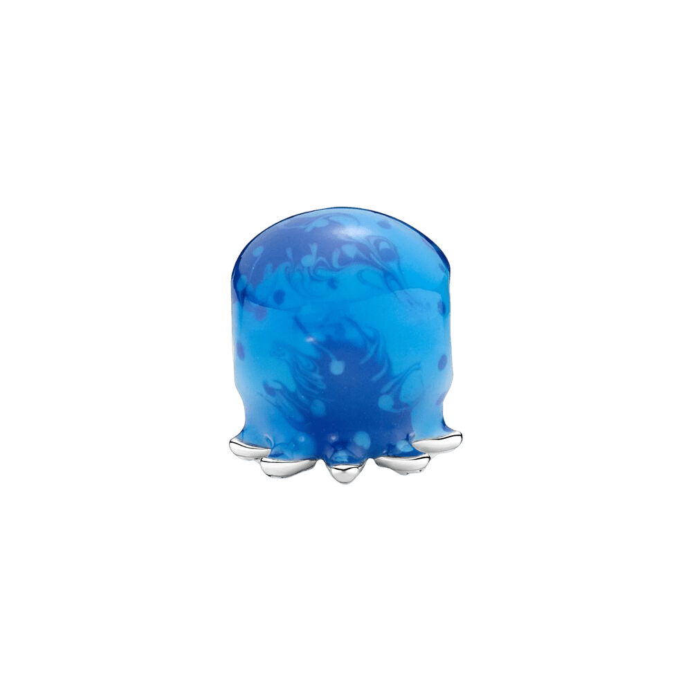 Blue Bubbles the Octopus Charm with vivid blue enamel and silver tentacles, perfect for ocean lovers.