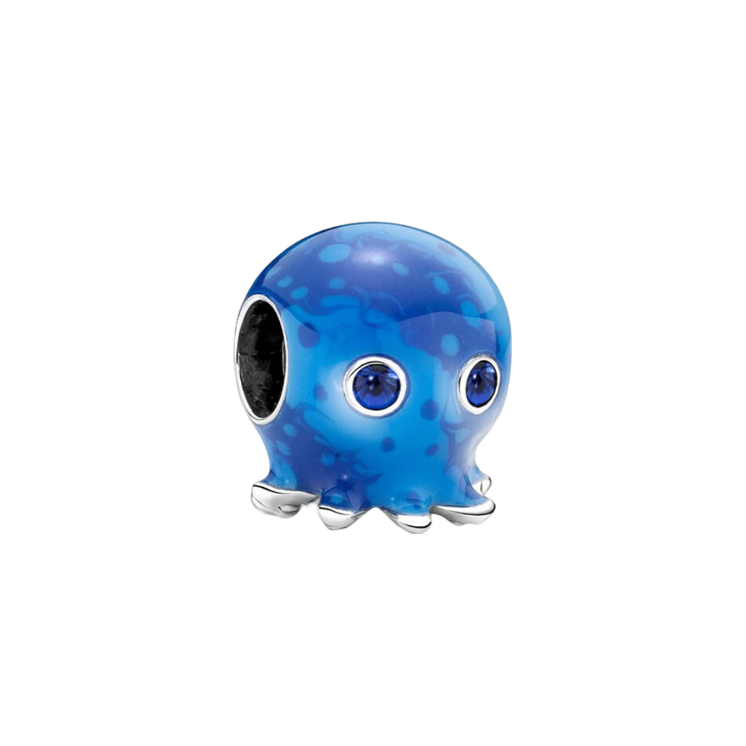 Blue Bubbles the Octopus Charm with vivid blue enamel and deep blue stone eyes.