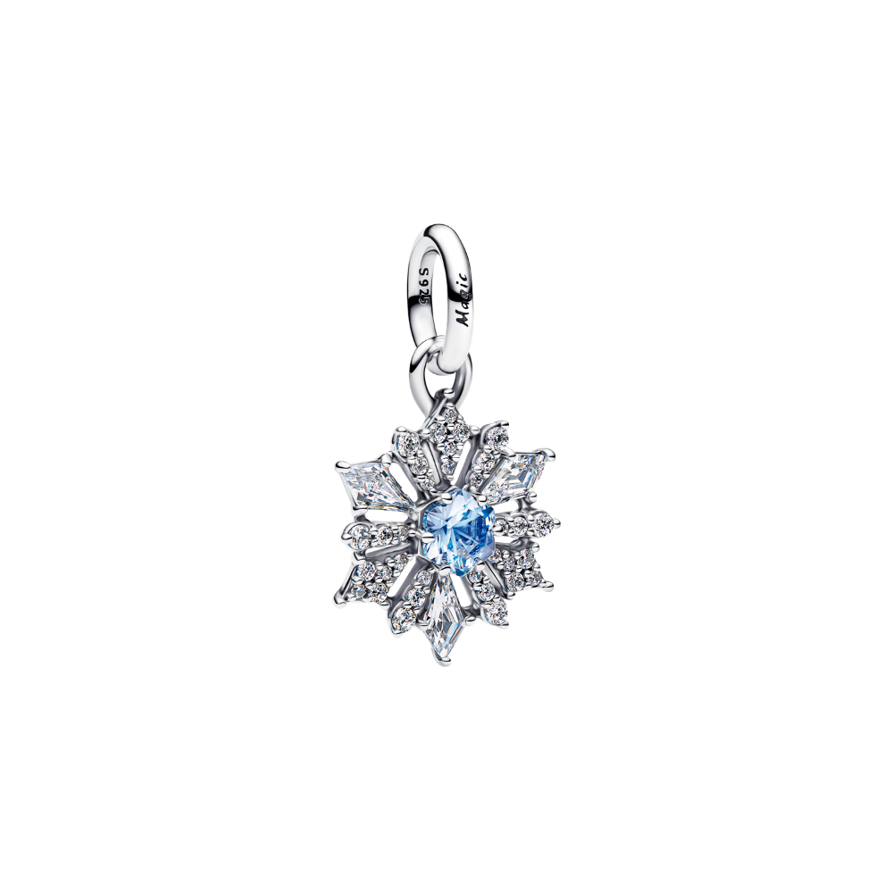 Blue Crystal Snowflake Pendant featuring sparkling crystal details and a beautiful blue center stone.