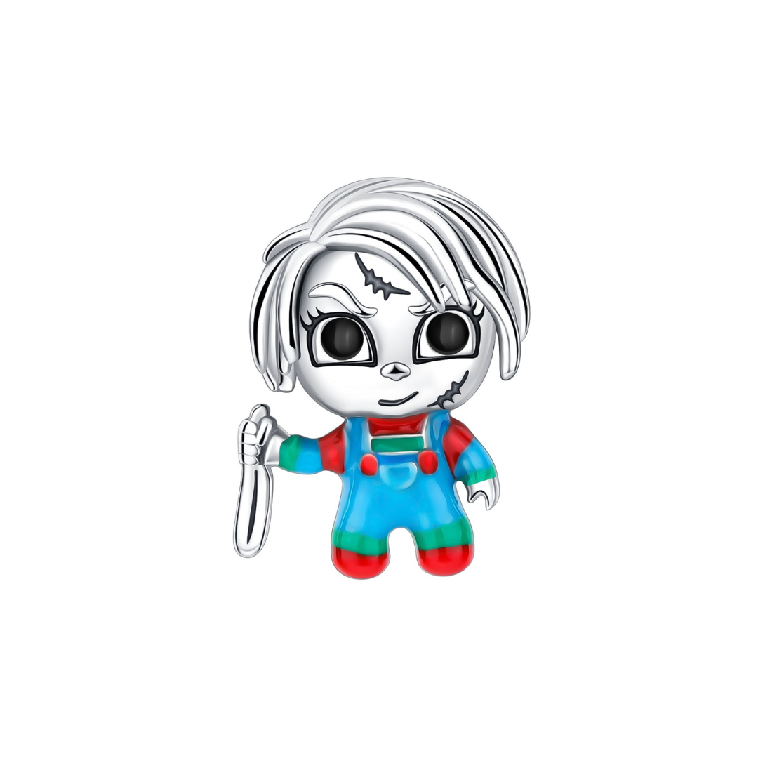 Bride of Chucky Tiffany Horror Charm with detailed vivid colors and iconic sinister smile.