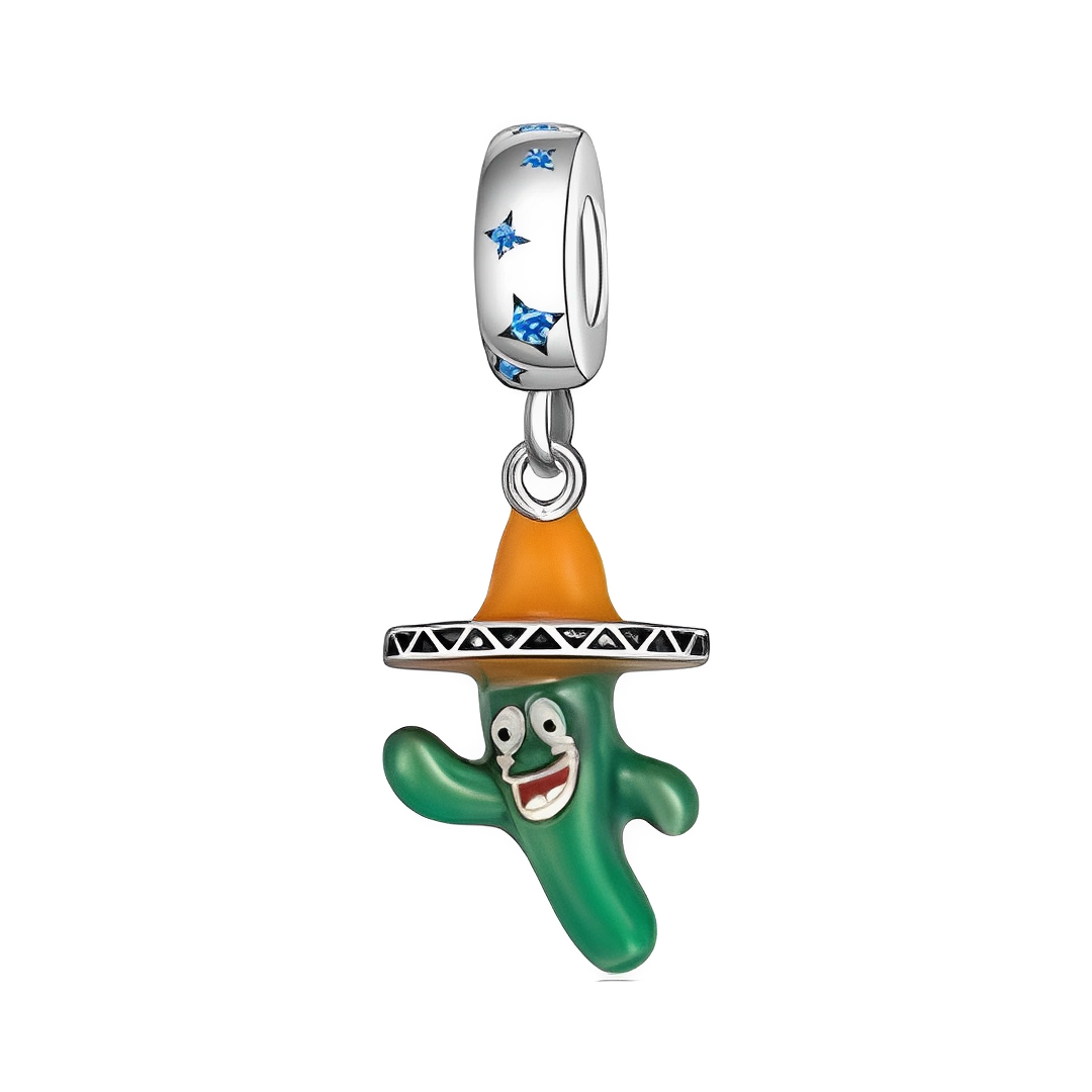 Cactus Fiesta Glow Dangle Charm ( discontinued ) with a playful cactus in a sombrero, glows in the dark.