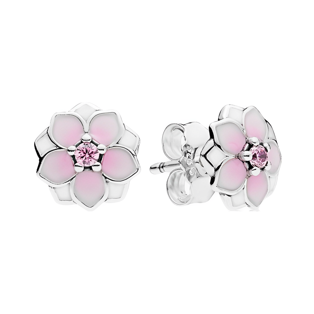 Cherry Blossom Stud Earrings featuring delicate floral design and subtle pink color
