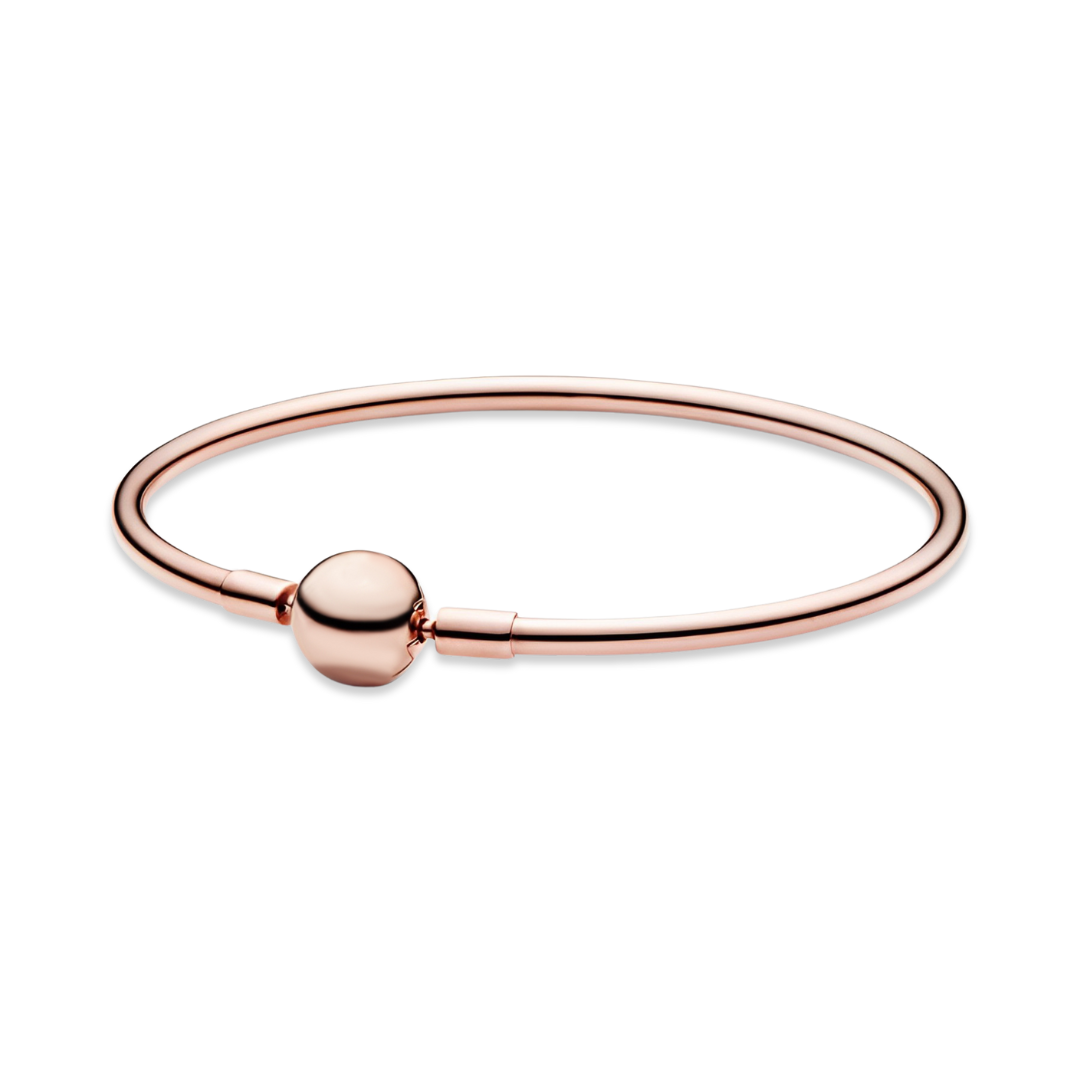 Classic Rose Gold Bangle featuring a round charm, perfect for everyday wear and special occasions.