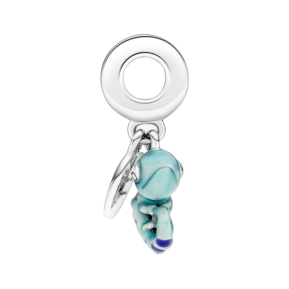 Colour Change You Are Magic Chameleon Dangle Charm in teal and blue enamel with engraved silver disc.